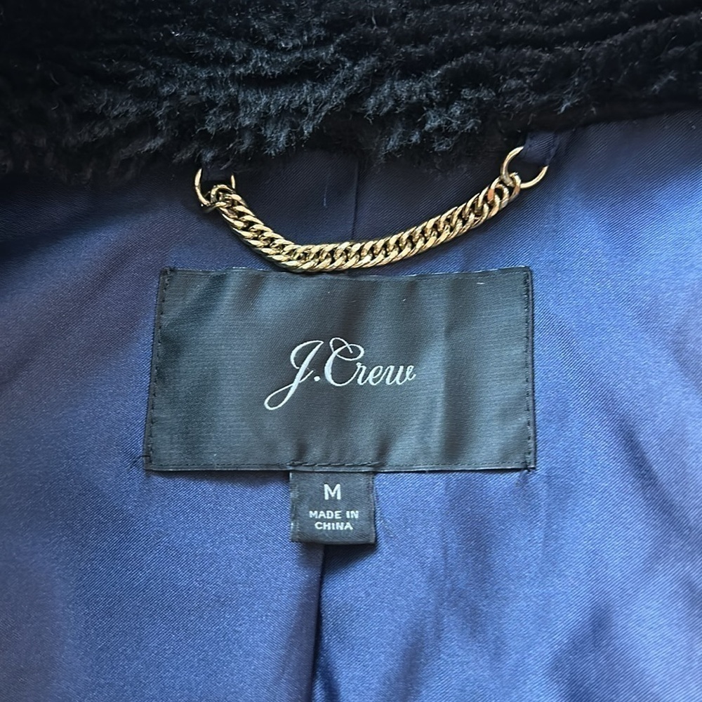 J. Crew Black Fleece faux fur Long tunic coat - Picture 13 of 13